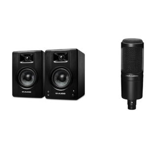 M-Audio BX4 4.5" Studio Monitors& Audio-Technica AT2020 Cardioid Condenser Studio XLR Microphone